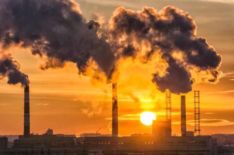 Image of factory smoke to symbolise greenhouse gas emissions