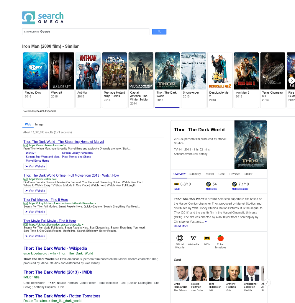 SearchOmega - Thor Movie Results